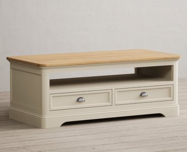 View Madley oak and cream painted 4 drawer coffee table View Madley oak and cream painted 4 drawer coffee table