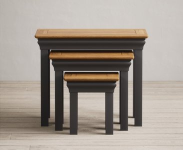 View Charwood oak and charcoal painted nest of tables View Charwood oak and charcoal painted nest of tables