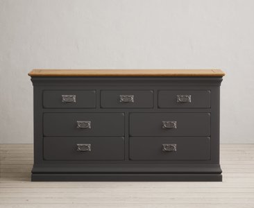 View Charwood oak and charcoal painted wide chest of drawers View Charwood oak and charcoal painted wide chest of drawers