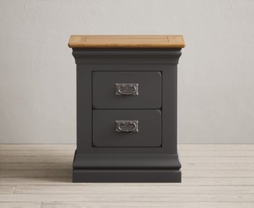View Charwood oak and charcoal painted 2 drawer bedside table View Charwood oak and charcoal painted 2 drawer bedside table