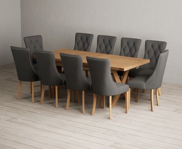 View Extending buckley 160cm solid oak dining table with 10 grey beatrix chairs View Extending buckley 160cm solid oak dining table with 10 grey beatrix chairs