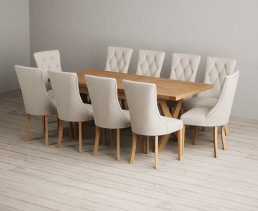 View Extending buckley 160cm solid oak dining table with 10 natural beatrix chairs View Extending buckley 160cm solid oak dining table with 10 natural beatrix chairs