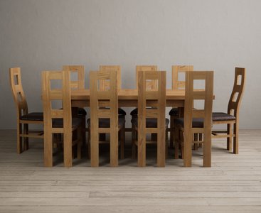 View Extending buckley 160cm solid oak dining table with 10 brown natural chairs View Extending buckley 160cm solid oak dining table with 10 brown natural chairs