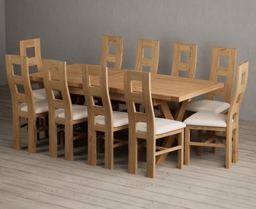 View Extending buckley 160cm solid oak dining table with 10 linen natural chairs View Extending buckley 160cm solid oak dining table with 10 linen natural chairs