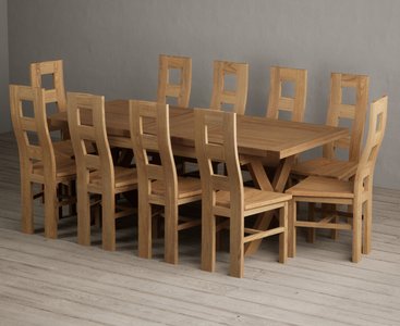 View Extending buckley 160cm solid oak dining table with 10 oak natural chairs View Extending buckley 160cm solid oak dining table with 10 oak natural chairs