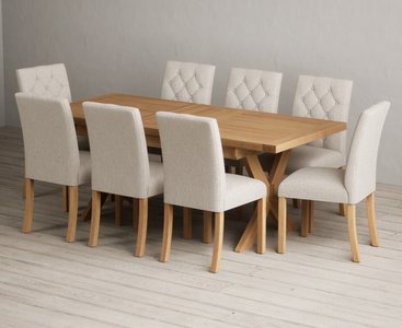 View Extending buckley 160cm solid oak dining table with 8 natural isabella chairs View Extending buckley 160cm solid oak dining table with 8 natural isabella chairs