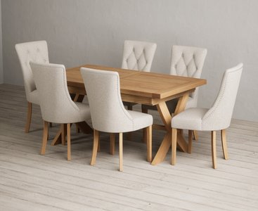 View Extending buckley 160cm solid oak dining table with 6 natural beatrix chairs View Extending buckley 160cm solid oak dining table with 6 natural beatrix chairs