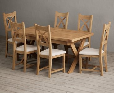 View Extending buckley 160cm solid oak dining table with 6 oak natural chairs View Extending buckley 160cm solid oak dining table with 6 oak natural chairs