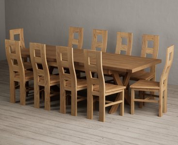 View Extending buckley 200cm solid oak dining table with 10 oak natural chairs View Extending buckley 200cm solid oak dining table with 10 oak natural chairs