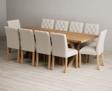 View Extending buckley 200cm solid oak dining table with 10 natural isabella chairs View Extending buckley 200cm solid oak dining table with 10 natural isabella chairs