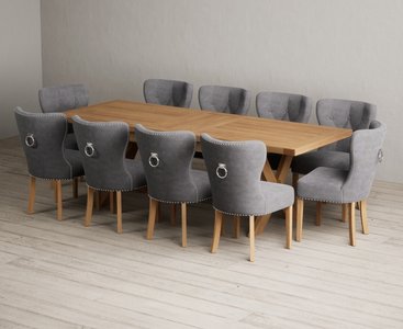 View Extending buckley 200cm solid oak dining table with 10 grey keswick chairs View Extending buckley 200cm solid oak dining table with 10 grey keswick chairs