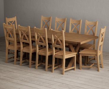 View Extending buckley 200cm solid oak dining table with 10 oak natural chairs View Extending buckley 200cm solid oak dining table with 10 oak natural chairs