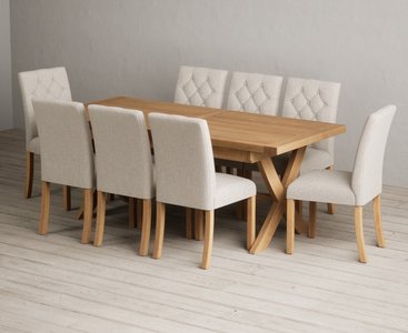 View Extending buckley 200cm solid oak dining table with 8 natural isabella chairs View Extending buckley 200cm solid oak dining table with 8 natural isabella chairs
