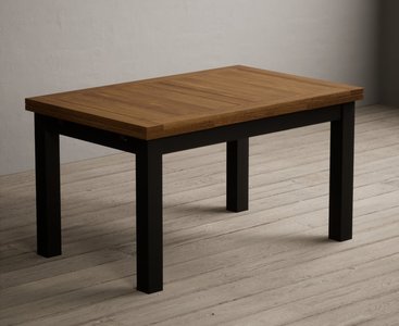 View Extending buxton 140cm oak and black painted dining table View Extending buxton 140cm oak and black painted dining table