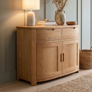 View Somerton curved solid oak small sideboard