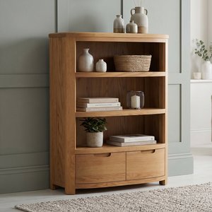 View Somerton curved solid oak small bookcase View Somerton curved solid oak small bookcase