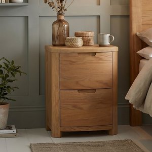 View Somerton curved solid oak 2 drawer bedside chest View Somerton curved solid oak 2 drawer bedside chest