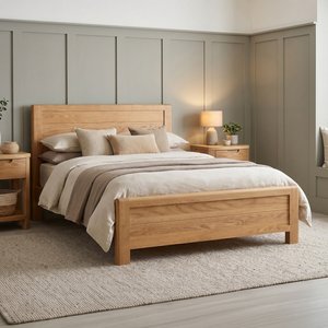 View Somerton curved solid oak king size bed