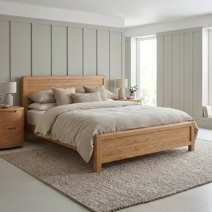 View Somerton curved solid oak super king size bed