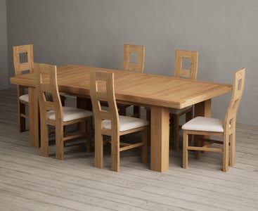 View Extending callington 230cm oak dining table with 6 linen natural chairs View Extending callington 230cm oak dining table with 6 linen natural chairs