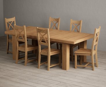 View Extending callington 230cm oak dining table with 6 oak natural chairs View Extending callington 230cm oak dining table with 6 oak natural chairs