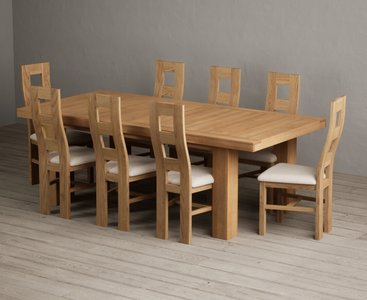 View Extending callington 230cm oak dining table with 8 linen natural chairs View Extending callington 230cm oak dining table with 8 linen natural chairs