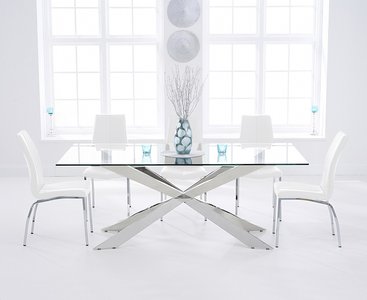 View Canova 160cm glass dining table with 6 white marco chairs View Canova 160cm glass dining table with 6 white marco chairs