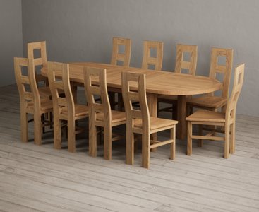 View Extending caversham oak oval dining table with 10 oak natural chairs View Extending caversham oak oval dining table with 10 oak natural chairs