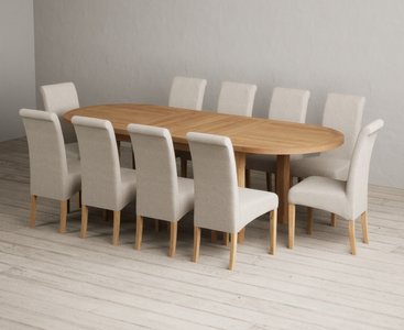 View Extending caversham oak oval dining table with 10 natural scroll back chairs View Extending caversham oak oval dining table with 10 natural scroll back chairs