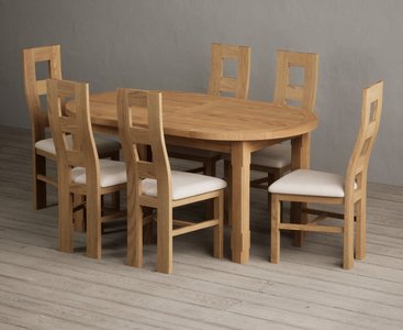 View Extending caversham oak oval dining table with 8 oak natural chairs View Extending caversham oak oval dining table with 8 oak natural chairs
