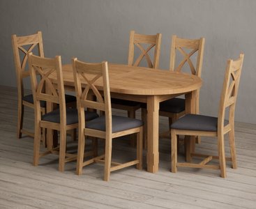 View Extending caversham oak oval dining table with 8 oak natural chairs View Extending caversham oak oval dining table with 8 oak natural chairs