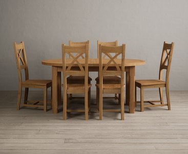 View Extending caversham oak oval dining table with 6 oak natural chairs View Extending caversham oak oval dining table with 6 oak natural chairs