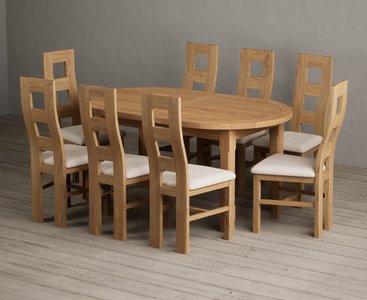 View Extending caversham oak oval dining table with 8 linen natural chairs View Extending caversham oak oval dining table with 8 linen natural chairs