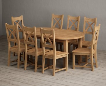 View Extending caversham oak oval dining table with 8 oak natural chairs View Extending caversham oak oval dining table with 8 oak natural chairs