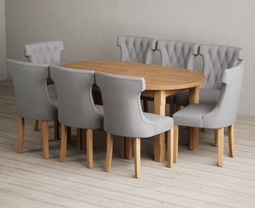View Extending caversham oak oval dining table with 8 grey clara chairs View Extending caversham oak oval dining table with 8 grey clara chairs
