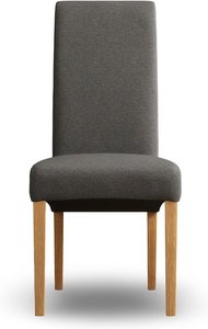 View Scroll back charcoal grey set of 2 fabric dining chairs View Scroll back charcoal grey set of 2 fabric dining chairs