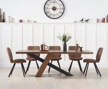 View Michigan 180cm rustic oak and metal black leg industrial dining table with 6 grey hendrick chairs View Michigan 180cm rustic oak and metal black leg industrial dining table with 6 grey hendrick chairs