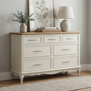 View Chateau oak and soft white painted wide chest of drawers
