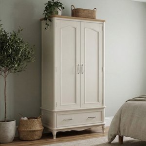 View Chateau oak and soft white painted double wardrobe