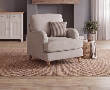 View Chilworth natural fabric armchair with grey cushion