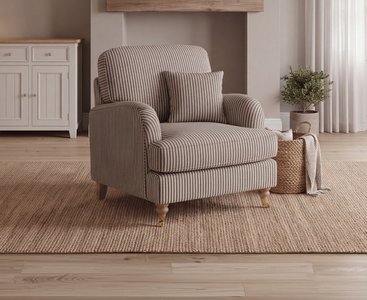 View Chilworth cove navy striped fabric armchair