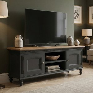 View Francis oak and charcoal grey painted large tv cabinet