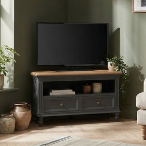 View Francis oak and charcoal grey painted corner tv cabinet View Francis oak and charcoal grey painted corner tv cabinet