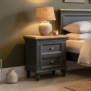 View Francis oak and charcoal grey painted 2 drawer bedside chest