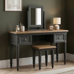 View Francis oak and charcoal grey painted dressing table set