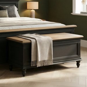 View Francis oak and charcoal grey painted blanket box View Francis oak and charcoal grey painted blanket box