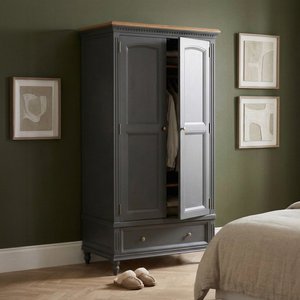 View Francis oak and charcoal grey painted double wardrobe View Francis oak and charcoal grey painted double wardrobe