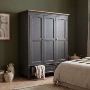 View Francis oak and charcoal grey painted triple wardrobe