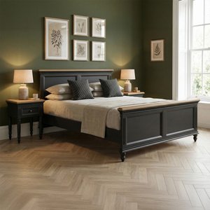 View Francis oak and charcoal grey painted double bed