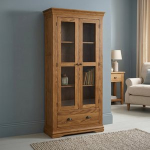 View Burford rustic solid oak display cabinet View Burford rustic solid oak display cabinet